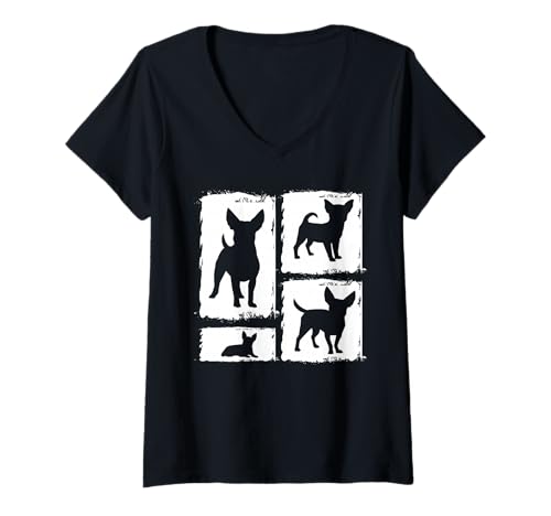 Damen Hund Pinscher T-Shirt mit V-Ausschnitt Damen Hund Pinscher T-Shirt mit V-Ausschnitt von Hunderasse Pinscher