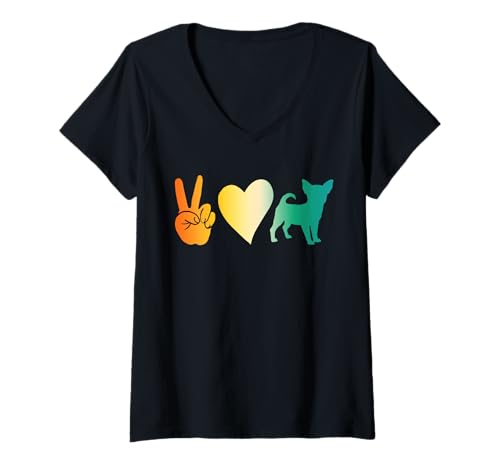 Damen Hund Pinscher T-Shirt mit V-Ausschnitt Damen Hund Pinscher T-Shirt mit V-Ausschnitt von Hunderasse Pinscher