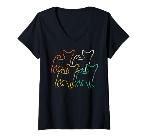 Damen Hund Pinscher T-Shirt mit V-Ausschnitt Damen Hund Pinscher T-Shirt mit V-Ausschnitt von Hunderasse Pinscher