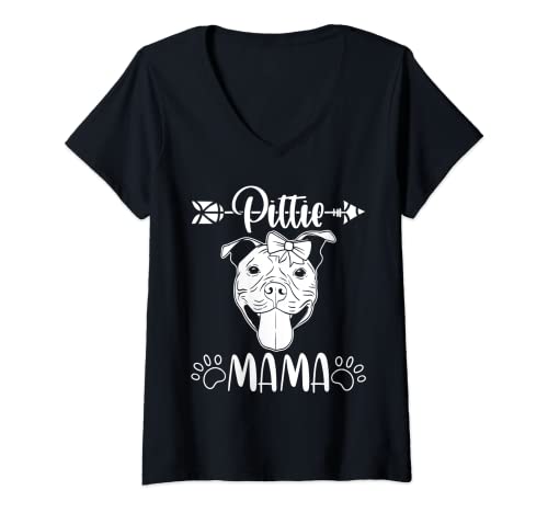 Damen Hundemama Pittie Mama Pitbull Mama Muttertag Pitbull Hunde T-Shirt mit V-Ausschnitt Damen Hundemama Pittie Mama Pitbull Mama Muttertag Pitbull Hunde T-Shirt mit V-Ausschnitt von Hunderasse Pitbull Mama Mamis Muttertag