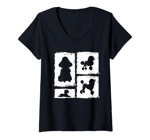 Damen Hund Pudel T-Shirt mit V-Ausschnitt Damen Hund Pudel T-Shirt mit V-Ausschnitt von Hunderasse Pudel