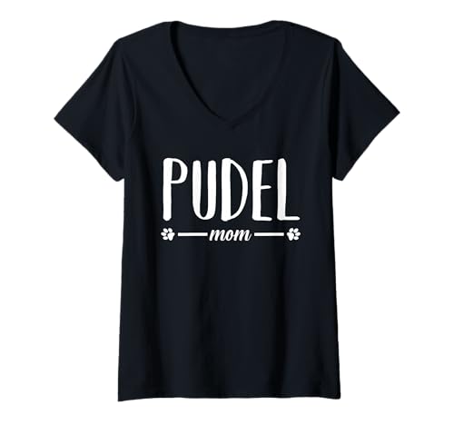 Damen Hund Pudel T-Shirt mit V-Ausschnitt Damen Hund Pudel T-Shirt mit V-Ausschnitt von Hunderasse Pudel