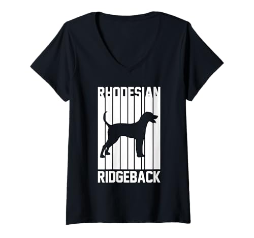 Damen Hund Rhodesian Ridgeback T-Shirt mit V-Ausschnitt Damen Hund Rhodesian Ridgeback T-Shirt mit V-Ausschnitt von Hunderasse Rhodesian Ridgeback