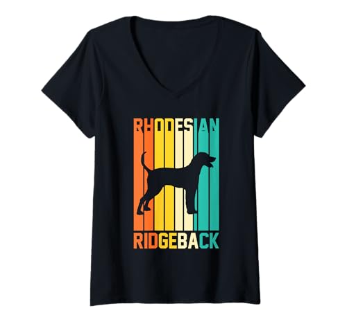 Damen Hund Rhodesian Ridgeback T-Shirt mit V-Ausschnitt Damen Hund Rhodesian Ridgeback T-Shirt mit V-Ausschnitt von Hunderasse Rhodesian Ridgeback