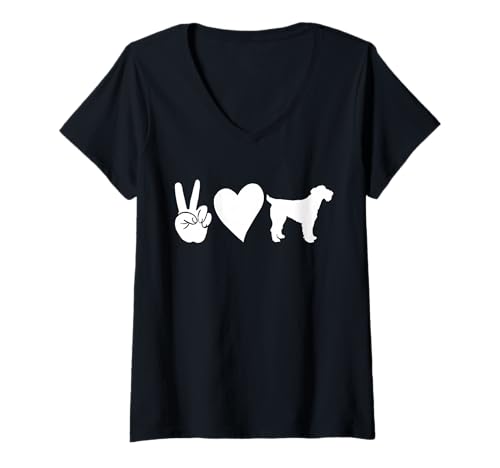 Damen Hund Riesenschnauzer T-Shirt mit V-Ausschnitt von Hunderasse Riesenschnauzer
