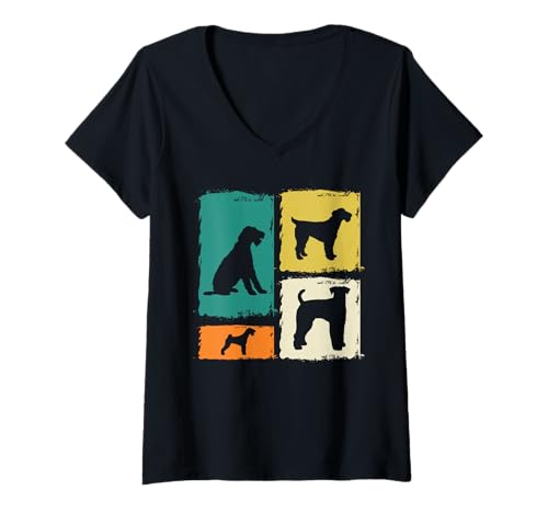 Damen Hund Riesenschnauzer T-Shirt mit V-Ausschnitt Damen Hund Riesenschnauzer T-Shirt mit V-Ausschnitt von Hunderasse Riesenschnauzer