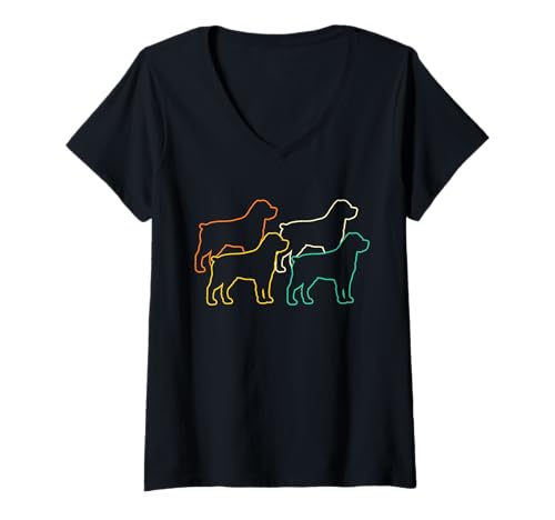 Damen Hund Rottweiler T-Shirt mit V-Ausschnitt Damen Hund Rottweiler T-Shirt mit V-Ausschnitt von Hunderasse Rottweiler
