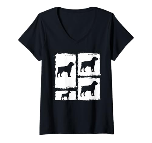 Damen Hund Rottweiler T-Shirt mit V-Ausschnitt Damen Hund Rottweiler T-Shirt mit V-Ausschnitt von Hunderasse Rottweiler