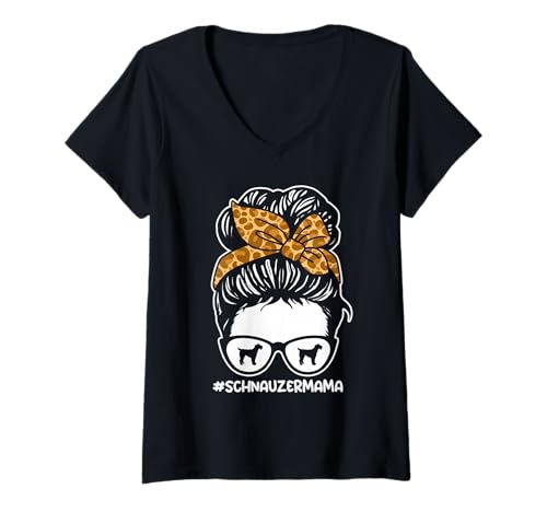 Damen Hund Schnauzer T-Shirt mit V-Ausschnitt Damen Hund Schnauzer T-Shirt mit V-Ausschnitt von Hunderasse Schnauzer