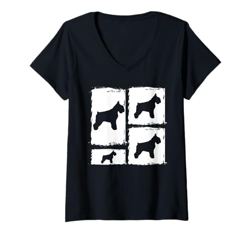 Damen Hund Schnauzer T-Shirt mit V-Ausschnitt Damen Hund Schnauzer T-Shirt mit V-Ausschnitt von Hunderasse Schnauzer