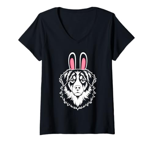 Damen Hund Sennenhund T-Shirt mit V-Ausschnitt Damen Hund Sennenhund T-Shirt mit V-Ausschnitt von Hunderasse Sennenhund