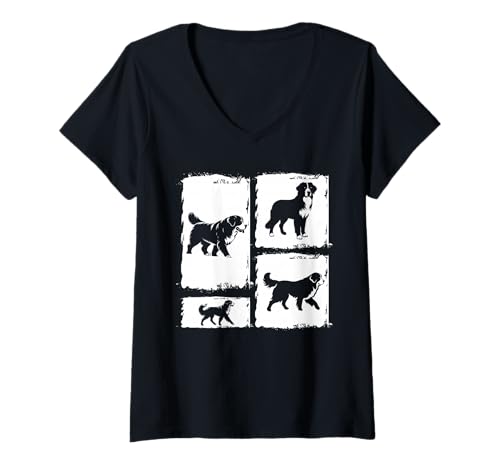 Damen Hund Sennenhund T-Shirt mit V-Ausschnitt Damen Hund Sennenhund T-Shirt mit V-Ausschnitt von Hunderasse Sennenhund