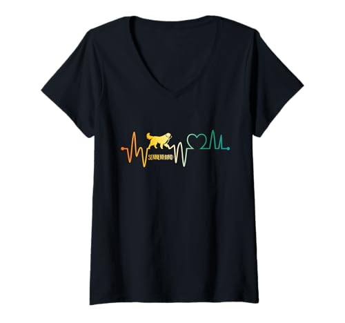Damen Hund Sennenhund T-Shirt mit V-Ausschnitt Damen Hund Sennenhund T-Shirt mit V-Ausschnitt von Hunderasse Sennenhund