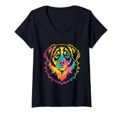 Damen Hund Sennenhund T-Shirt mit V-Ausschnitt Damen Hund Sennenhund T-Shirt mit V-Ausschnitt von Hunderasse Sennenhund