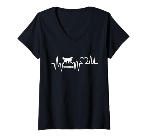Damen Hund Sennenhund T-Shirt mit V-Ausschnitt Damen Hund Sennenhund T-Shirt mit V-Ausschnitt von Hunderasse Sennenhund