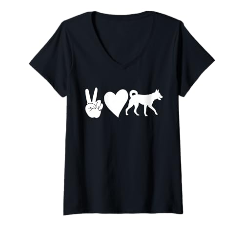 Damen Hund Shiba Inu T-Shirt mit V-Ausschnitt Damen Hund Shiba Inu T-Shirt mit V-Ausschnitt von Hunderasse Shiba Inu