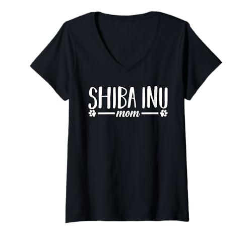 Damen Hund Shiba Inu T-Shirt mit V-Ausschnitt Damen Hund Shiba Inu T-Shirt mit V-Ausschnitt von Hunderasse Shiba Inu
