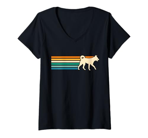Damen Hund Shiba Inu T-Shirt mit V-Ausschnitt Damen Hund Shiba Inu T-Shirt mit V-Ausschnitt von Hunderasse Shiba Inu