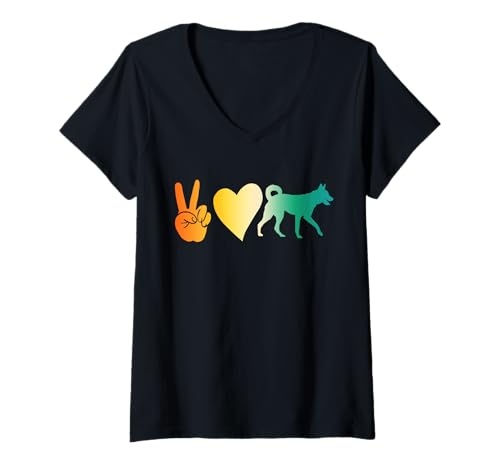 Damen Hund Shiba Inu T-Shirt mit V-Ausschnitt Damen Hund Shiba Inu T-Shirt mit V-Ausschnitt von Hunderasse Shiba Inu