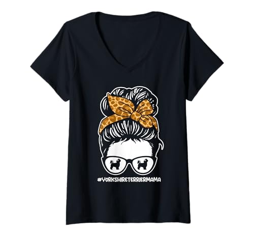 Damen Hund Yorkshire Terrier T-Shirt mit V-Ausschnitt von Hunderasse Yorkshire Terrier