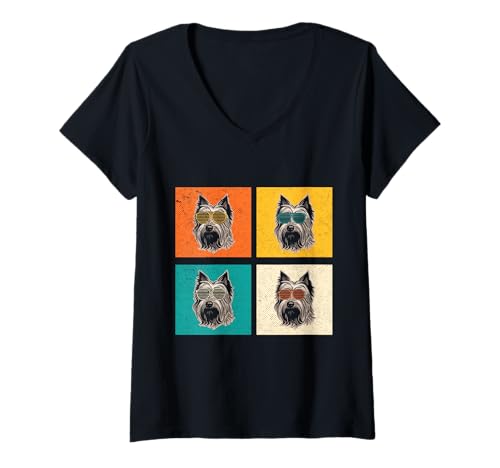 Damen Hund Yorkshire Terrier T-Shirt mit V-Ausschnitt Damen Hund Yorkshire Terrier T-Shirt mit V-Ausschnitt von Hunderasse Yorkshire Terrier