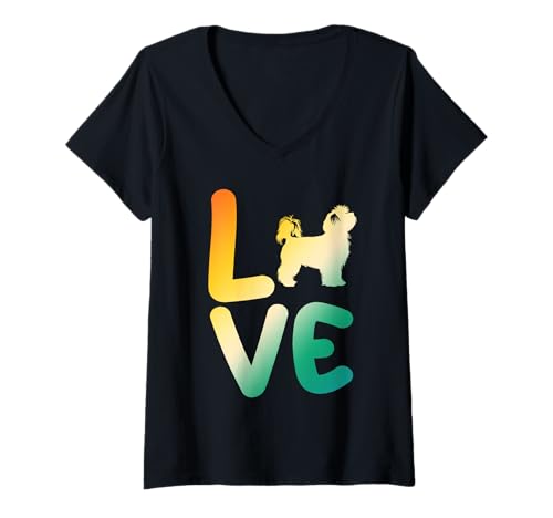 Damen Hund Yorkshire Terrier T-Shirt mit V-Ausschnitt Damen Hund Yorkshire Terrier T-Shirt mit V-Ausschnitt von Hunderasse Yorkshire Terrier