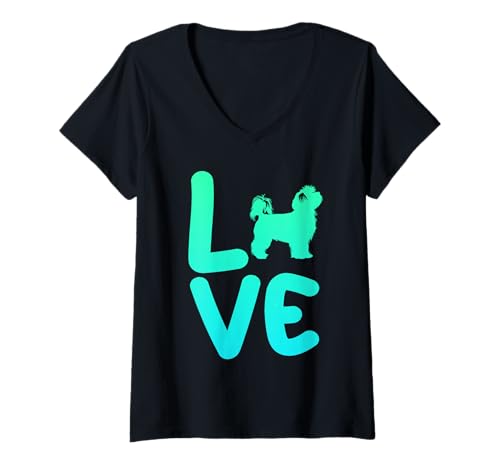 Damen Hund Yorkshire Terrier T-Shirt mit V-Ausschnitt Damen Hund Yorkshire Terrier T-Shirt mit V-Ausschnitt von Hunderasse Yorkshire Terrier