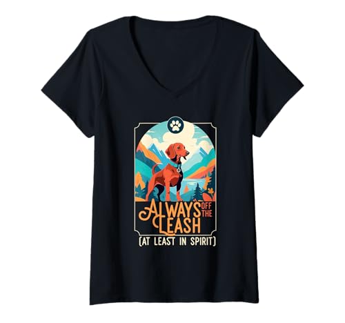 Damen Trail Dog Wanderhund Trekker Always Off The Leash T-Shirt mit V-Ausschnitt Damen Trail Dog Wanderhund Trekker Always Off The Leash T-Shirt mit V-Ausschnitt von Hundeschleppe Trekker Mantrailer Mantrailing