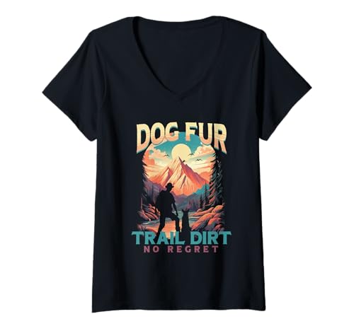 Damen Trail Dog Wanderhund Trekker T-Shirt mit V-Ausschnitt Damen Trail Dog Wanderhund Trekker T-Shirt mit V-Ausschnitt von Hundeschleppe Trekker Mantrailer Mantrailing