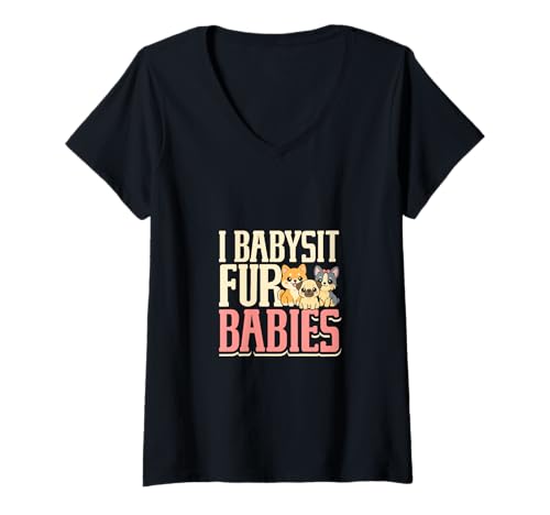 Damen Hundefreundin - Babysitter für Fellnasen T-Shirt mit V-Ausschnitt Damen Hundefreundin - Babysitter für Fellnasen T-Shirt mit V-Ausschnitt von Hundesitter Spruch Designs