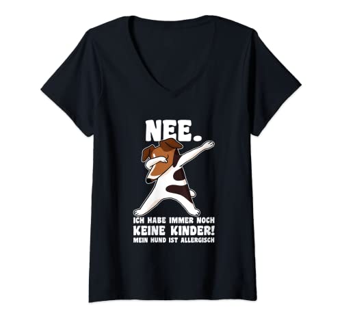 Damen Hund Jack Russel Terrier Spruch Allergisch Kinder T-Shirt mit V-Ausschnitt Damen Hund Jack Russel Terrier Spruch Allergisch Kinder T-Shirt mit V-Ausschnitt von Hundespruch Jack Russel Allergisch Kinder