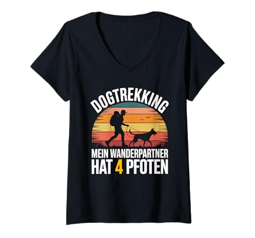 Damen Dogtrekking Mein Wanderpartner Hat 4 Pfoten T-Shirt mit V-Ausschnitt Damen Dogtrekking Mein Wanderpartner Hat 4 Pfoten T-Shirt mit V-Ausschnitt von Hundewandern Abenteuer Natur Berge