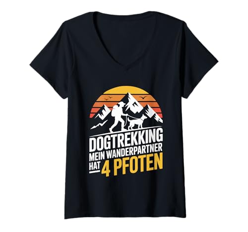 Damen Dogtrekking Mein Wanderpartner Hat 4 Pfoten T-Shirt mit V-Ausschnitt Damen Dogtrekking Mein Wanderpartner Hat 4 Pfoten T-Shirt mit V-Ausschnitt von Hundewandern Abenteuer Natur Berge