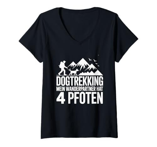 Damen Dogtrekking Mein Wanderpartner Hat 4 Pfoten T-Shirt mit V-Ausschnitt Damen Dogtrekking Mein Wanderpartner Hat 4 Pfoten T-Shirt mit V-Ausschnitt von Hundewandern Abenteuer Natur Berge