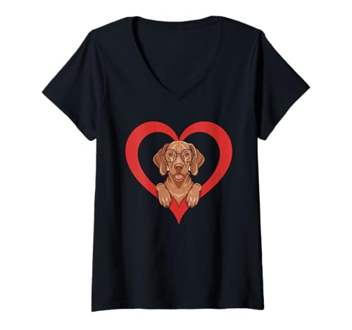 Damen Heart Hungarian Vizsla Glasses Magyar Vizslas T-Shirt mit V-Ausschnitt Damen Heart Hungarian Vizsla Glasses Magyar Vizslas T-Shirt mit V-Ausschnitt von Hungarian Vizsla Lover Gifts