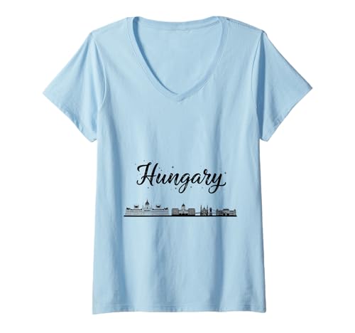 Damen Ungarn Skyline Reise Urlaub Outfits T-Shirt mit V-Ausschnitt Damen Ungarn Skyline Reise Urlaub Outfits T-Shirt mit V-Ausschnitt von Hungary Casual Clothes T-Shirts