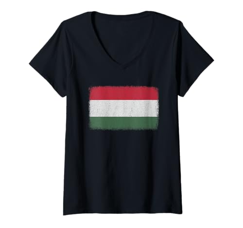 Damen Ungarn-Flaggen-Grafik für Männer, Frauen, Kinder T-Shirt mit V-Ausschnitt von Hungary Flag Graphic Store