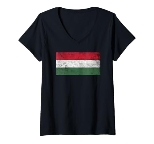 Damen Ungarn-Flaggen-Grafik für Männer, Frauen, Kinder T-Shirt mit V-Ausschnitt von Hungary Flag Graphic Store