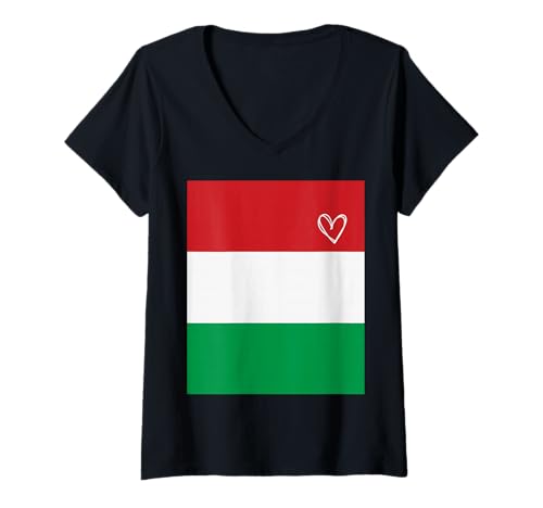 Damen Ungarische Flagge Ungarisches Herz Stolzer Erbe Nationalfeiertag T-Shirt mit V-Ausschnitt Damen Ungarische Flagge Ungarisches Herz Stolzer Erbe Nationalfeiertag T-Shirt mit V-Ausschnitt von Hungary Flag Hungarian Proud National Gifts Idea