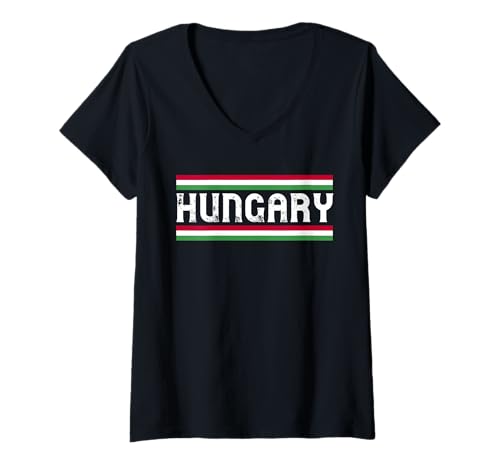 Damen Ungarn Flagge Stolze Ungarische Stolz Wurzeln T-Shirt mit V-Ausschnitt Damen Ungarn Flagge Stolze Ungarische Stolz Wurzeln T-Shirt mit V-Ausschnitt von Hungary Flag Pride Hungarian Roots Proud
