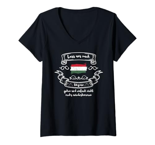 Damen Ungarn Magyarország Budapest Ungarisch Ungare Ungarin T-Shirt mit V-Ausschnitt Damen Ungarn Magyarország Budapest Ungarisch Ungare Ungarin T-Shirt mit V-Ausschnitt von Hungary Magyarország Ungarn Budapest Design