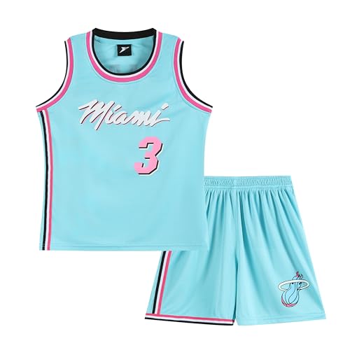 Huniam Jungen 2er-Set Basketball Trainings Ärmellos Trikot und Hose, Basketball Kleidung Kinder, Jungs Jersey (Blau, 12-14 Jahre) von Huniam