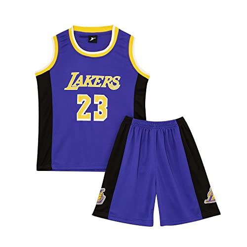 Huniam Jungen 2er-Set Basketball Trainings Ärmellos Trikot und Hose, Basketball Kleidung Kinder, Jungs Jersey (Lila, 7-8 Jahre) von Huniam