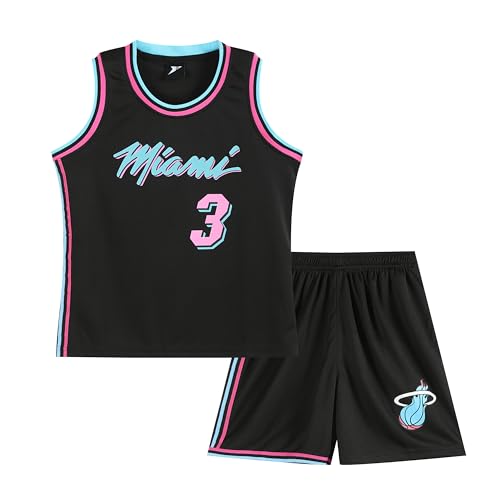 Huniam Jungen 2er-Set Basketball Trainings Ärmellos Trikot und Hose, Basketball Kleidung Kinder, Jungs Jersey (Schwarz, 3-4 Jahre) von Huniam