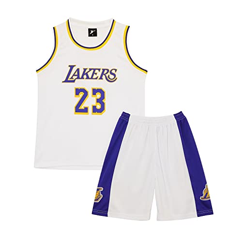 Huniam Kinder Jungen Basketball Kit 2 Stück Basketball Tank Top und Shorts Set, Basketball Ärmelloses Training Trikot, Geschenke für 3-14 Jahre altes Kind, weiß, 12 - 14 Jahre von Huniam