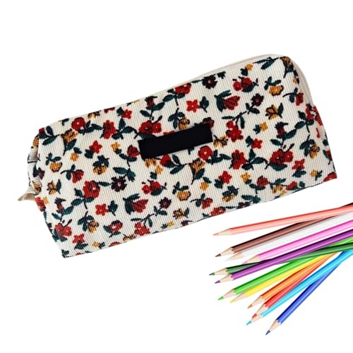 HunicandIU Geblümtes Federmäppchen, geblümtes Federmäppchen - Kosmetiktasche Stifttasche Reißverschlusstasche | Aufbewahrungstasche, Make-up-Organizer, Federmäppchen, Make-up-Tasche mit Blumenmuster, von HunicandIU