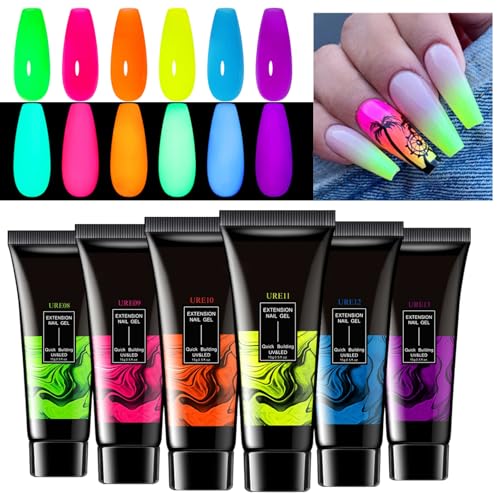 HunicandIU Gel Nagellack Set,Nachleuchtender Gel Nagel Set | mit Glitzer Farben Lang Anhaltend Schnell Trocknend Salon Maniküre Kunst für Damen von HunicandIU