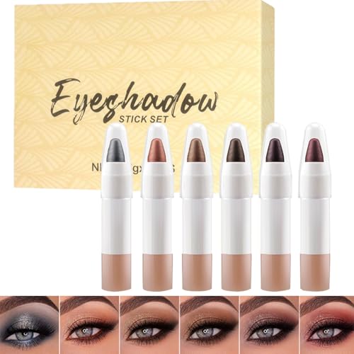 HunicandIU Lidschattenstift, Lidschattenstock | Wasserdichtes Lidschattenstock - 6 Farben Shimmer Highlighter Glitter Langwärme Make-up-Kosmetik für Frauenabend und professioneller Verwendung HunicandIU Lidschattenstift, Lidschattenstock | Wasserdichtes Lidschattenstock - 6 Farben Shimmer Highlighter Glitter Langwärme Make-up-Kosmetik für Frauenabend und professioneller Verwendung von HunicandIU