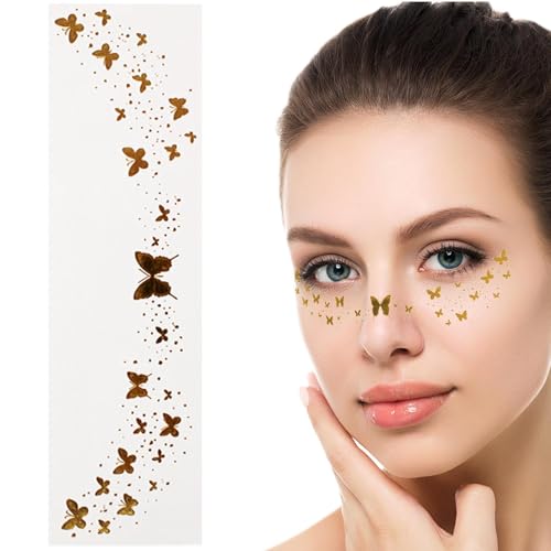 HunicandIU Temporäres Gesichtstattoo, Glitzer-Gesichtstattoo | Glitzernde temporäre Aufkleber, wasserfeste Gesichts-Make-up-Patches | Schweißfeste Make-up-Aufkleber, glitzernde Gesichtsaufkleber für von HunicandIU