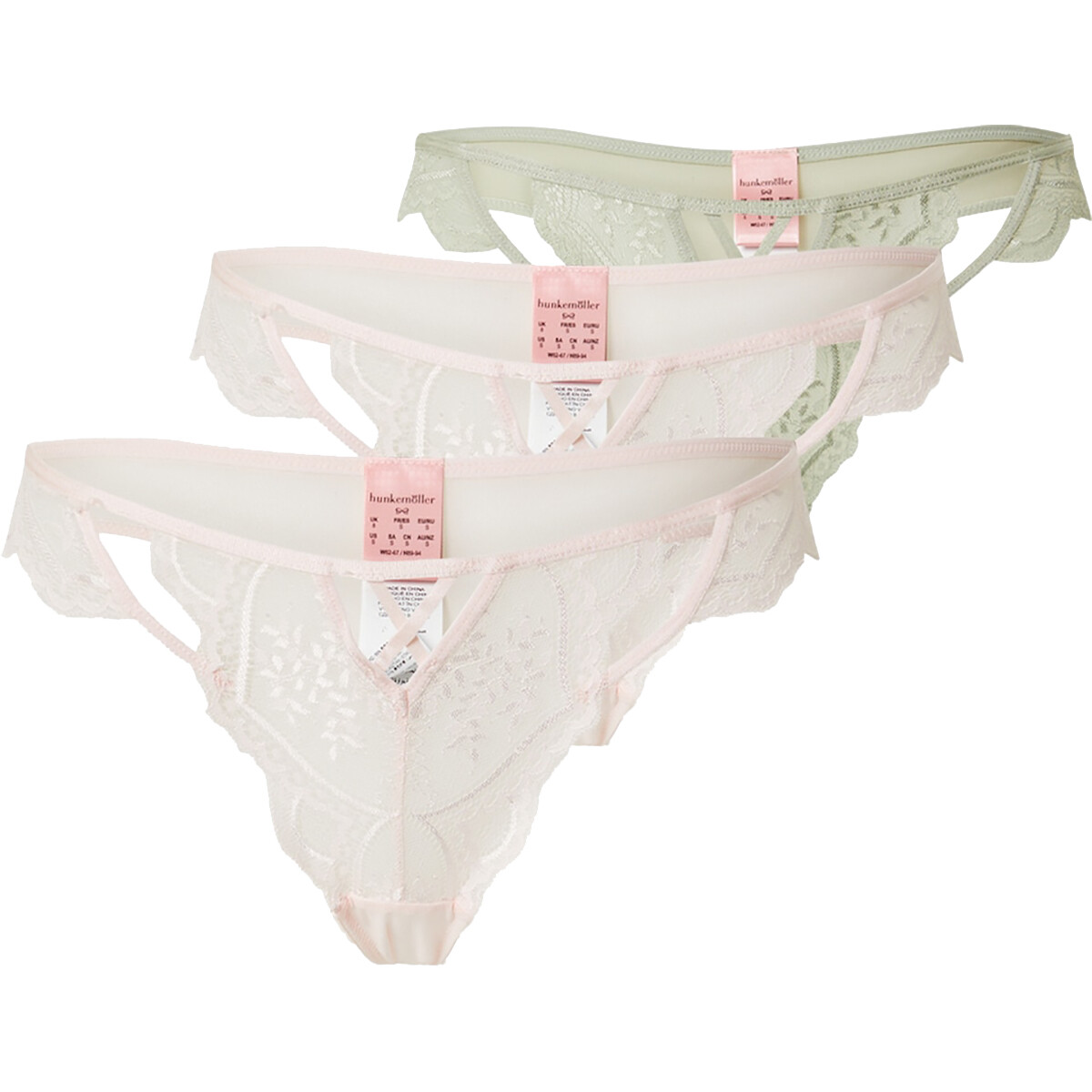 Hunkemöller Yakira 3-pack String Slip, Farbe: Barely Pink, Größe: XS, Damen von Hunkemöller